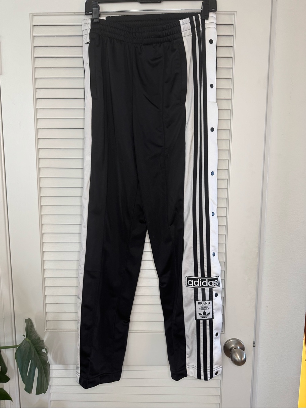 adidas Black Track Pants with White Stripe Trim